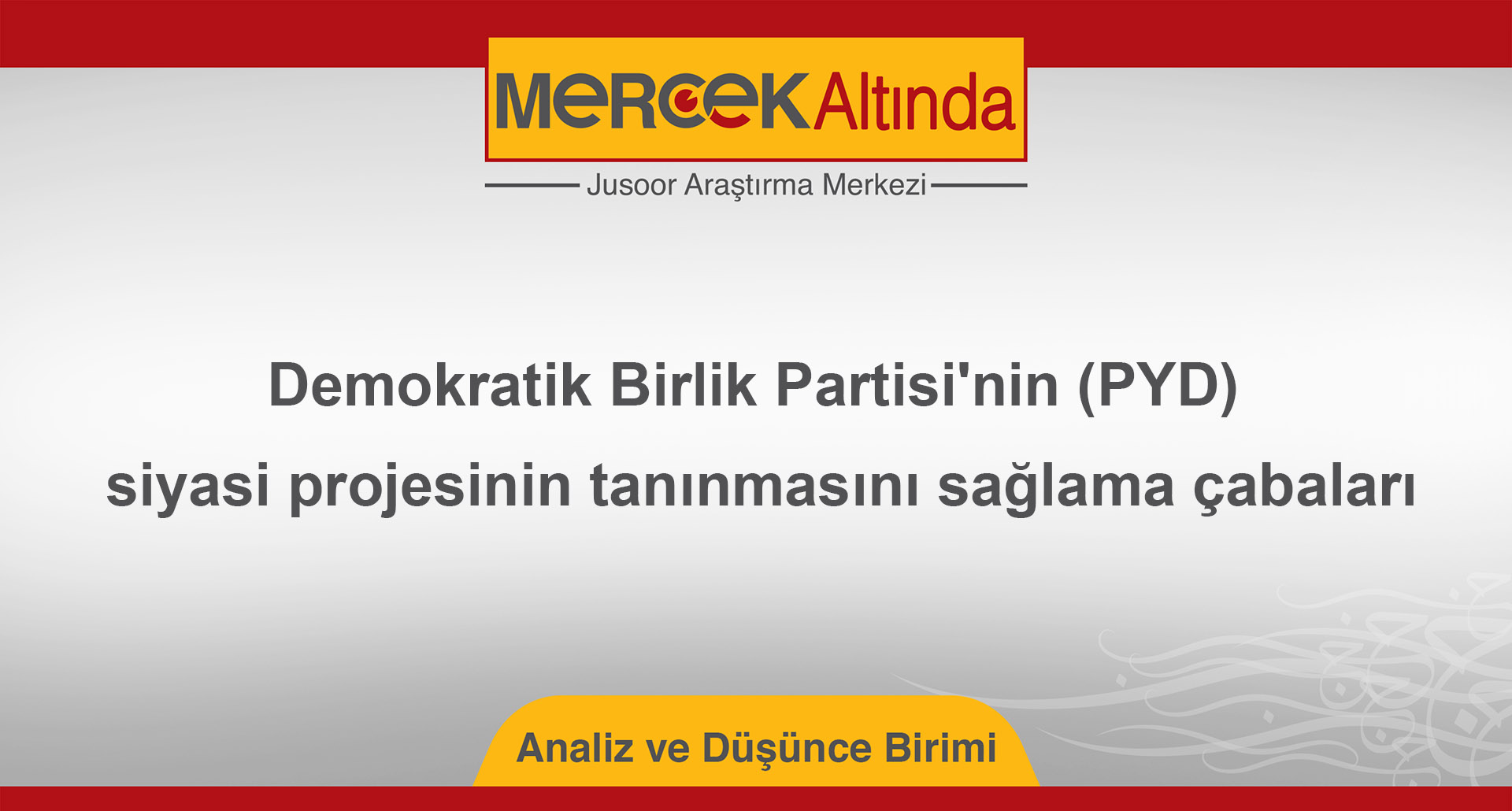 Demokratik Birlik Partisi'nin (PYD) siyasi projesinin tanınmasını sağlama çabaları